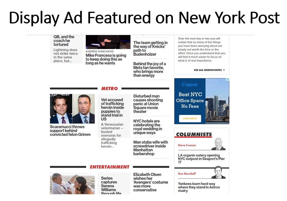 Display advertising for apartment building