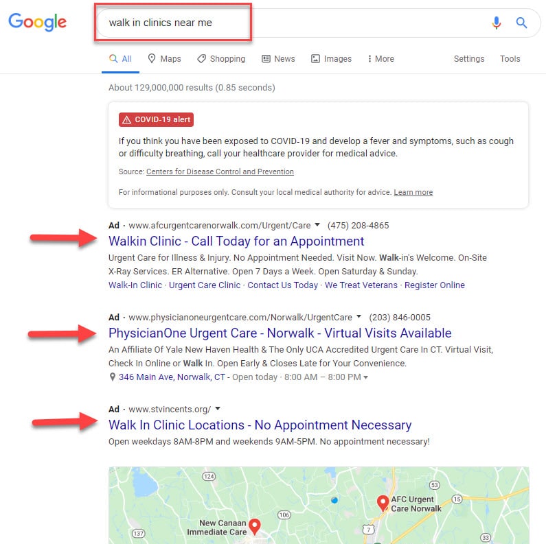 Google AdWords for Walk-in Clinics