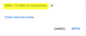 Service area radius for businesses in GMB